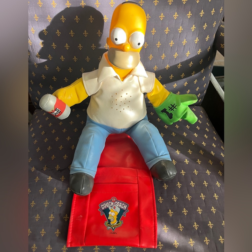 Homer Simpson Talking Couch Coach Toy with Red Bag Remote Holder